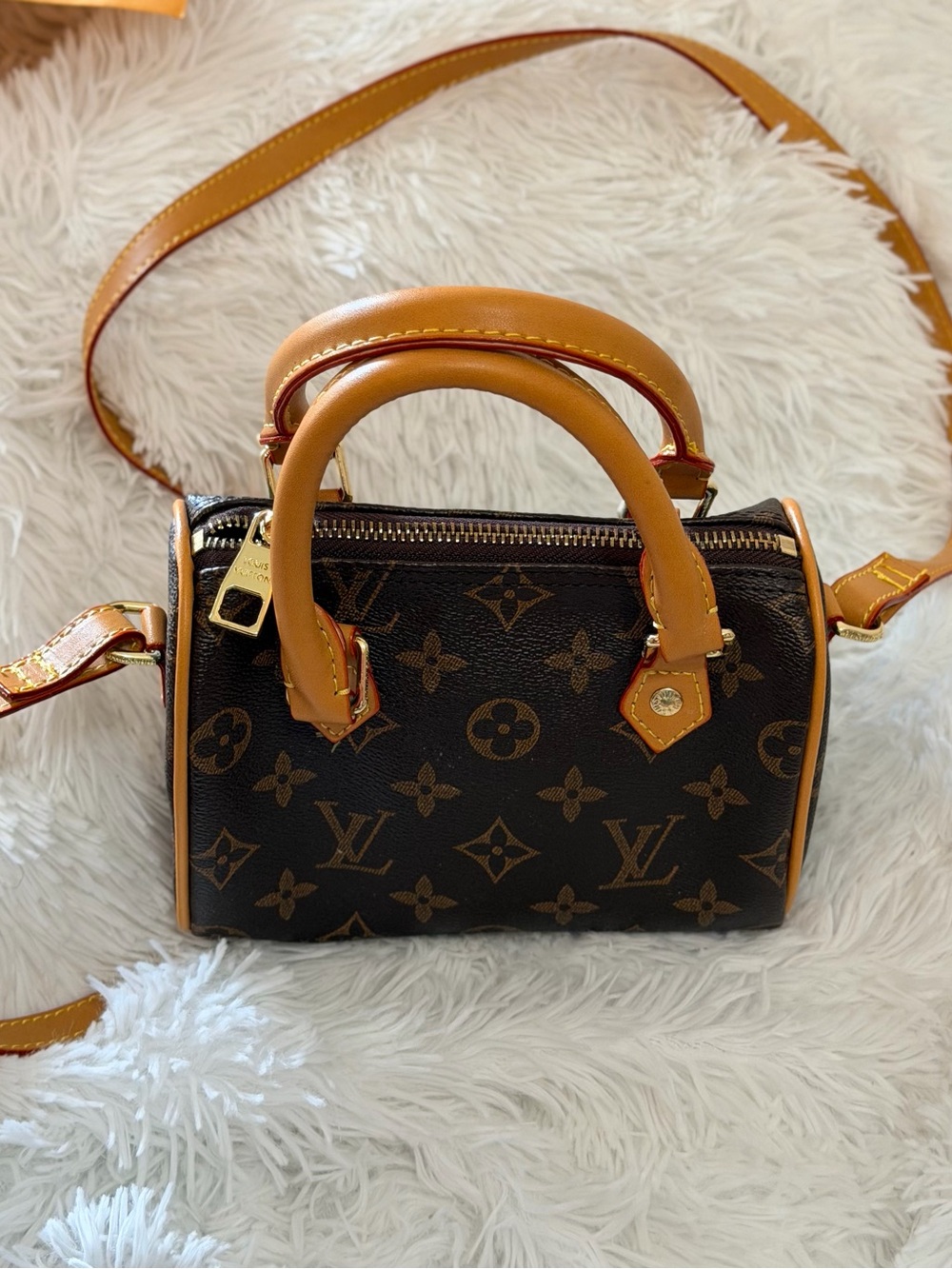 Louis Vuitton Brown Monogram Mini Satchel with Tan Trim